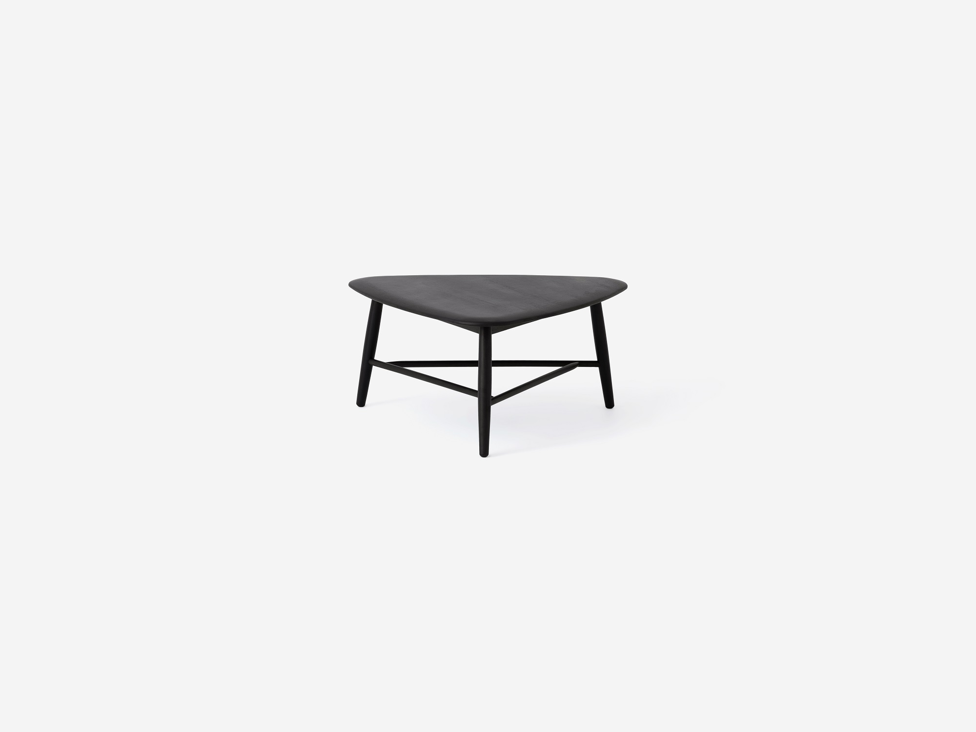 Small black tri coffee table front view